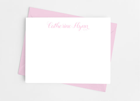 Personalized Stationery Flat Note Cards - Modern Script Flourish - Cathy's Creations - www.candywrappershop.com