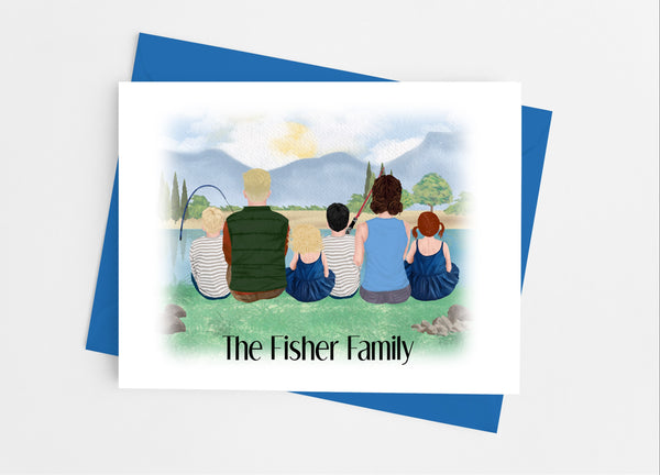 Fishing Family Portrait Note Cards - Cathy's Creations - www.candywrappershop.com