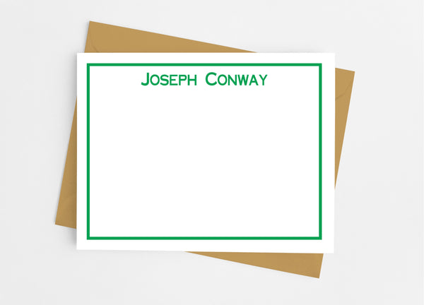 Personalized Stationery Flat Note Cards - Modern Classic Caps - Cathy's Creations - www.candywrappershop.com