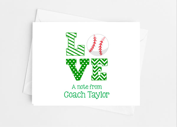 Sports Love Baseball Note Cards - Cathy's Creations - www.candywrappershop.com