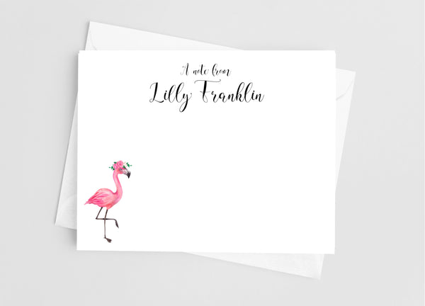 Floral Flamingo Flat Note Cards - Cathy's Creations - www.candywrappershop.com