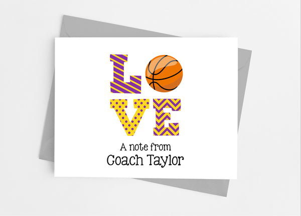 Sports Love Basketball Note Cards - Cathy's Creations - www.candywrappershop.com
