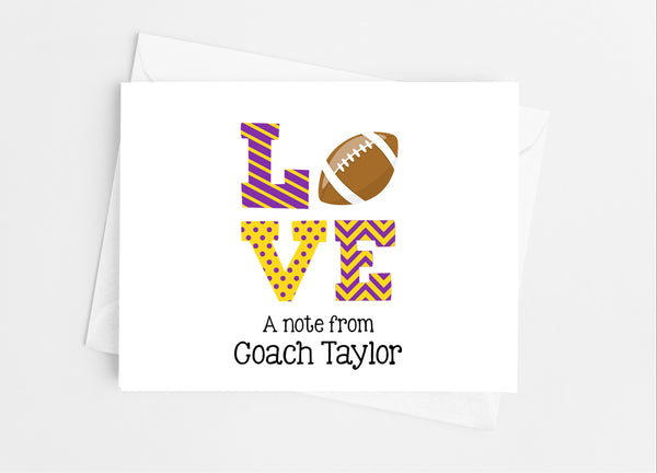 Sports Love Football Note Cards - Cathy's Creations - www.candywrappershop.com