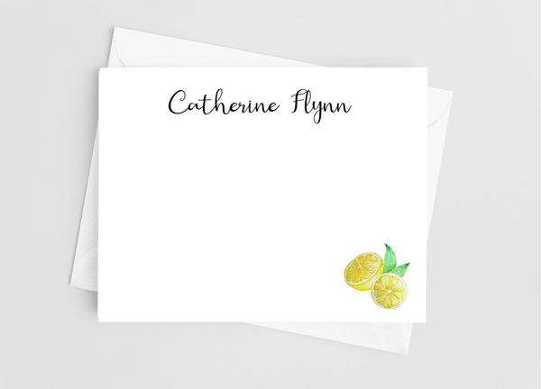Lemons Personalized Flat Note Cards - Cathy's Creations - www.candywrappershop.com