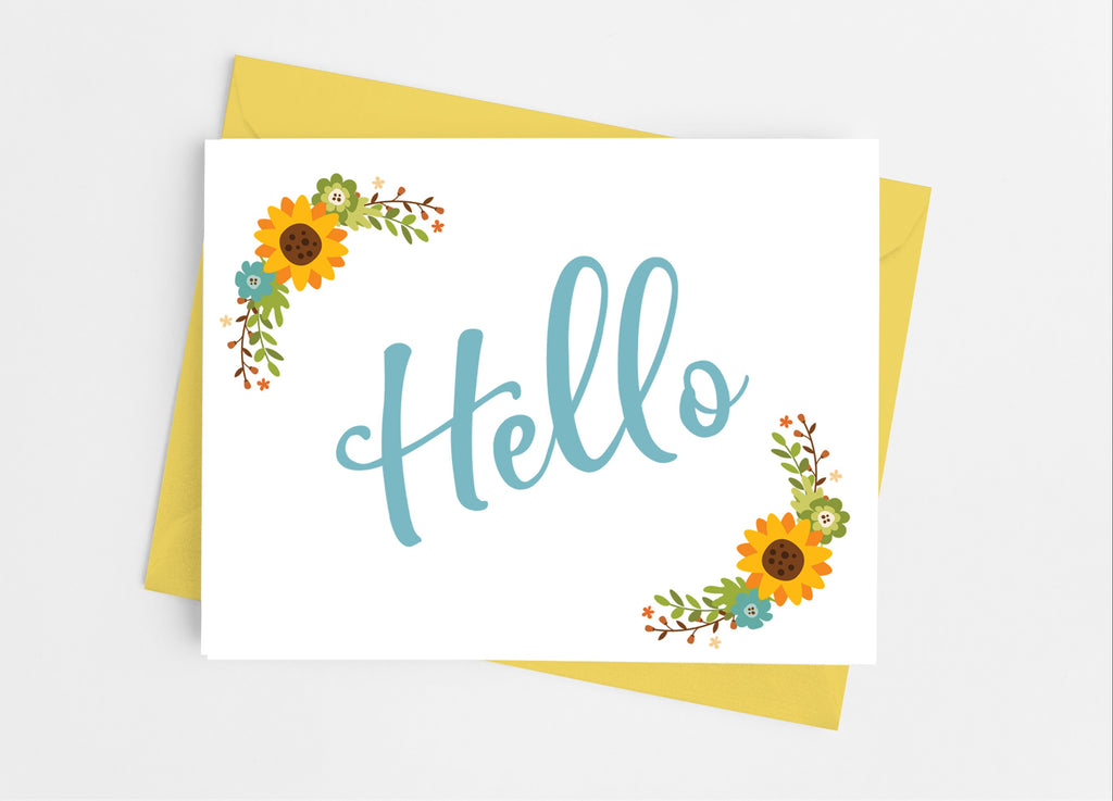 Sunflower Hello Note Cards - Cathy's Creations - www.candywrappershop.com