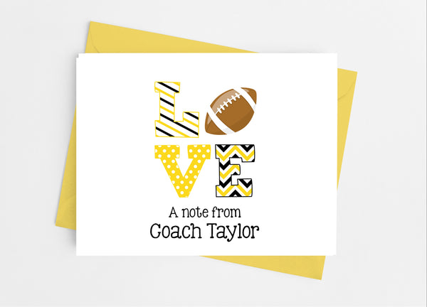 Sports Love Football Note Cards - Cathy's Creations - www.candywrappershop.com