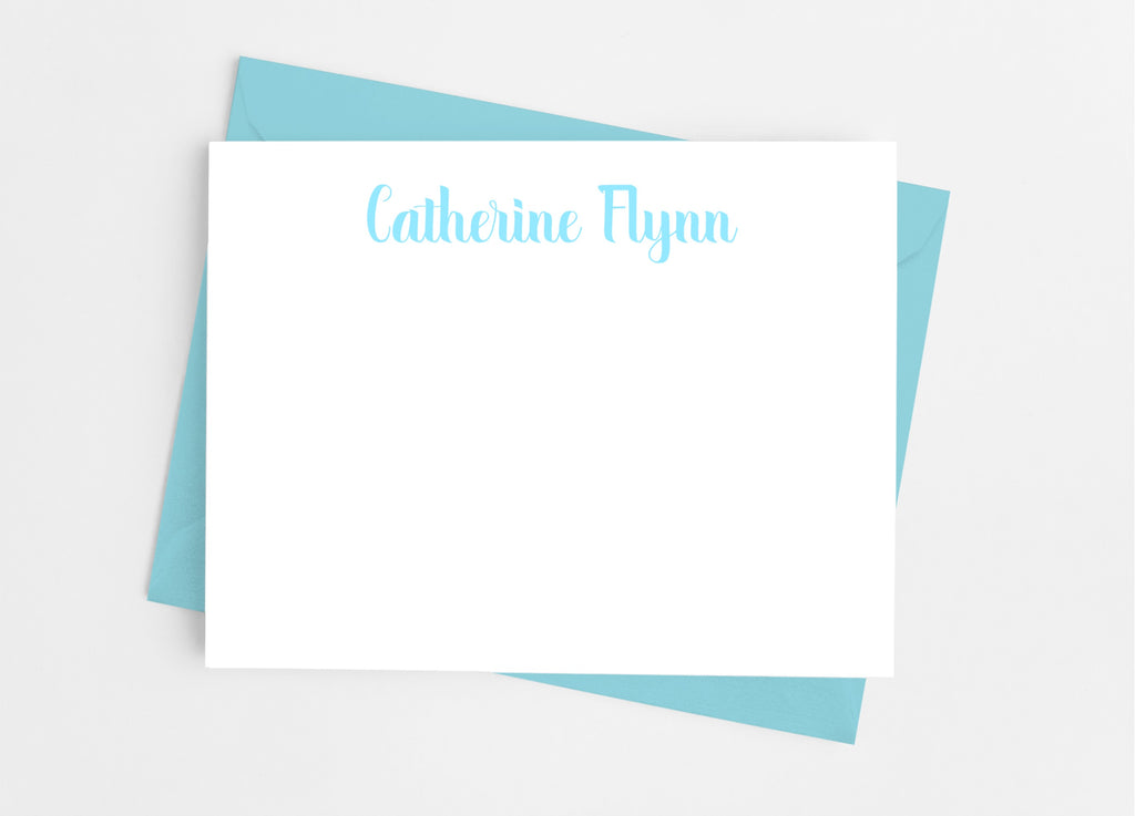 Personalized Stationery Flat Note Cards - Modern Calligraphy Script - Cathy's Creations - www.candywrappershop.com