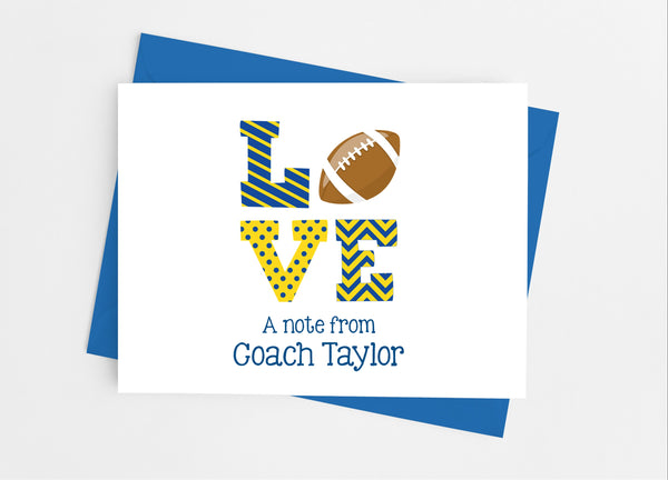 Sports Love Football Note Cards - Cathy's Creations - www.candywrappershop.com