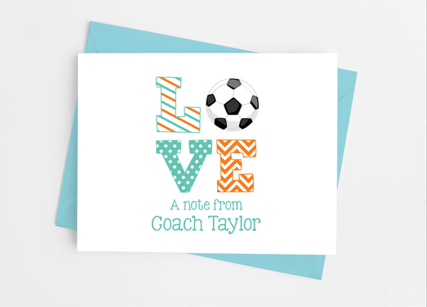 Sports Love Soccer Note Cards - Cathy's Creations - www.candywrappershop.com