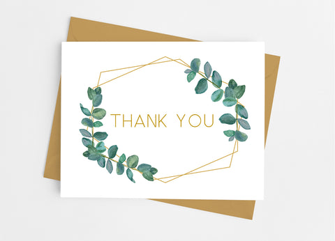 Botanical Greenery Thank You Cards - Cathy's Creations - www.candywrappershop.com