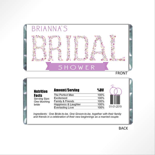 Bridal Shower Candy Bar Wrapper - Cathy's Creations - www.candywrappershop.com