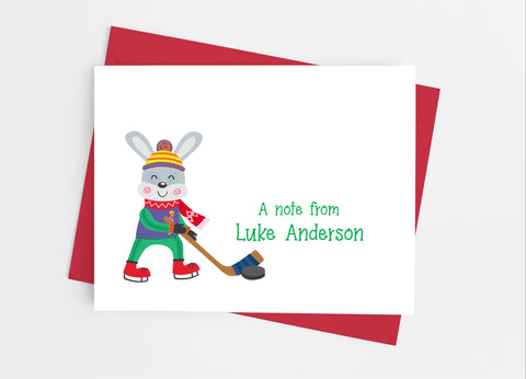 Hockey Bunny Note Cards - Cathy's Creations - www.candywrappershop.com