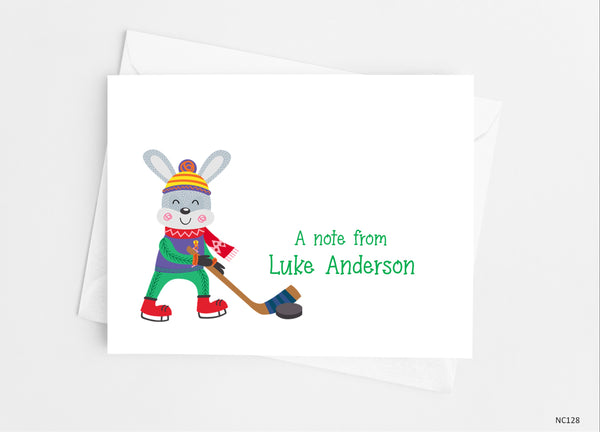 Hockey Bunny Note Cards - Cathy's Creations - www.candywrappershop.com