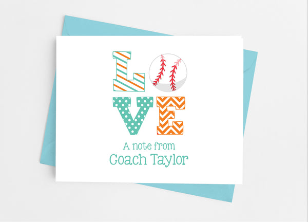 Sports Love Baseball Note Cards - Cathy's Creations - www.candywrappershop.com