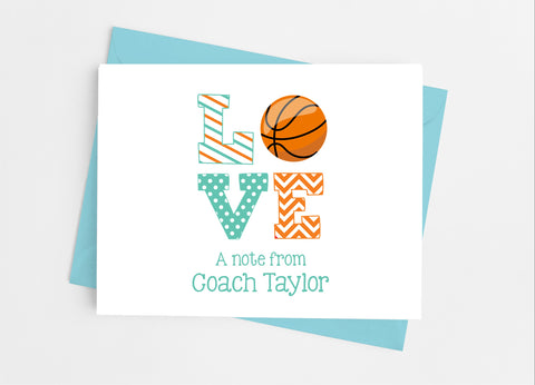 Sports Love Basketball Note Cards - Cathy's Creations - www.candywrappershop.com