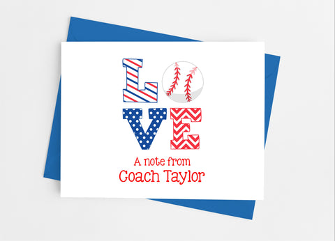 Sports Love Baseball Note Cards - Cathy's Creations - www.candywrappershop.com