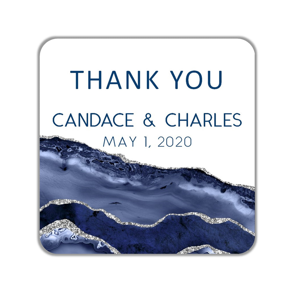 Blue Agate Wedding Favor Thank You Stickers OR Tags - Cathy's Creations - www.candywrappershop.com