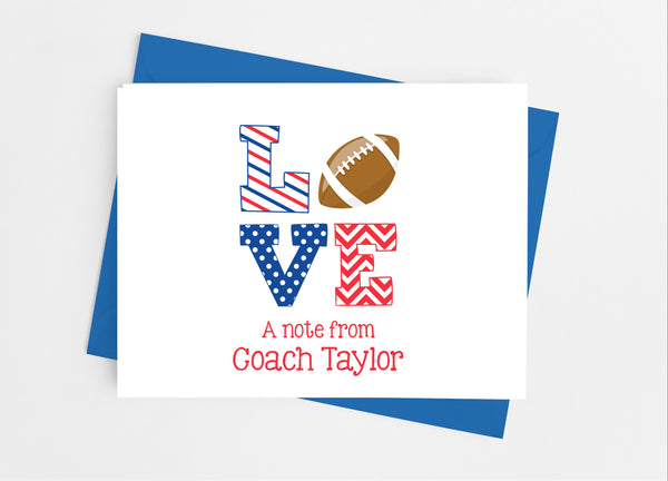 Sports Love Football Note Cards - Cathy's Creations - www.candywrappershop.com