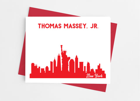 New York State Skyline Personalized Note Cards - Cathy's Creations - www.candywrappershop.com