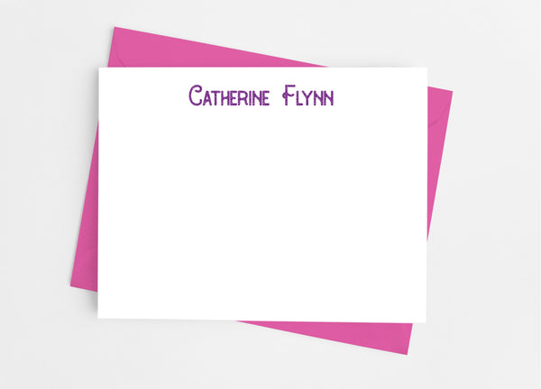 Personalized Stationery Flat Note Cards - Retro Type - Cathy's Creations - www.candywrappershop.com