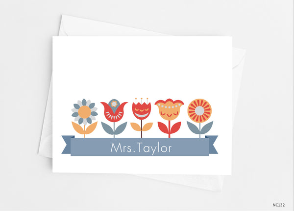 Scandinavian Floral Note Cards - Cathy's Creations - www.candywrappershop.com
