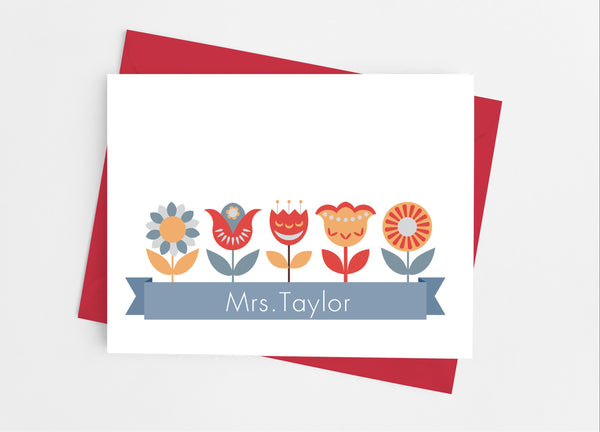Scandinavian Floral Note Cards - Cathy's Creations - www.candywrappershop.com
