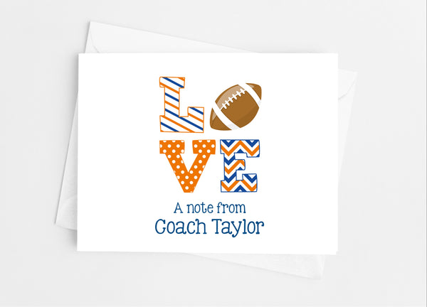 Sports Love Football Note Cards - Cathy's Creations - www.candywrappershop.com