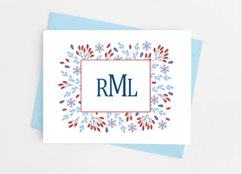 Winter Floral Monogram Note Cards - Cathy's Creations - www.candywrappershop.com