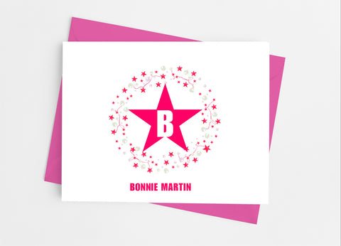 Star Monogram Note Cards - Cathy's Creations - www.candywrappershop.com
