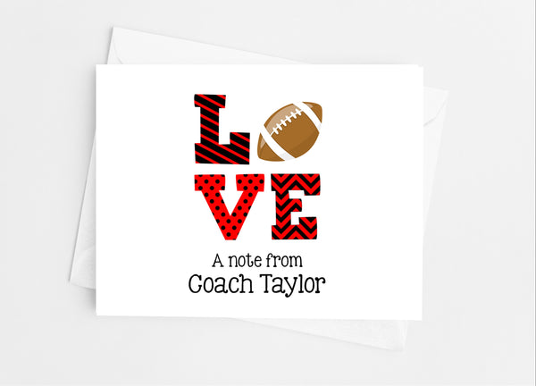 Sports Love Football Note Cards - Cathy's Creations - www.candywrappershop.com