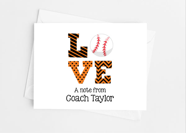 Sports Love Baseball Note Cards - Cathy's Creations - www.candywrappershop.com