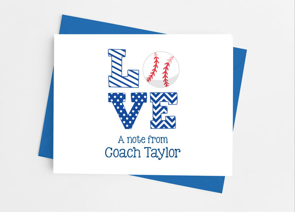 Sports Love Baseball Note Cards - Cathy's Creations - www.candywrappershop.com