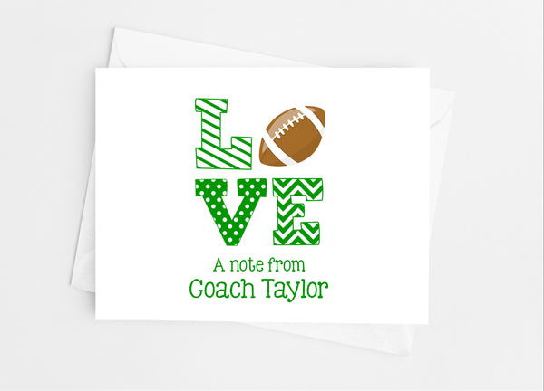 Sports Love Football Note Cards - Cathy's Creations - www.candywrappershop.com