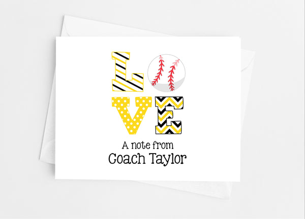 Sports Love Baseball Note Cards - Cathy's Creations - www.candywrappershop.com