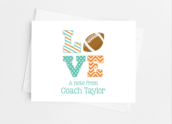 Sports Love Football Note Cards - Cathy's Creations - www.candywrappershop.com