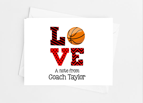 Sports Love Basketball Note Cards - Cathy's Creations - www.candywrappershop.com